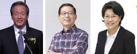 좌부터 정몽준 의원, 김황식 전 국무총리, 이혜훈 최고위원