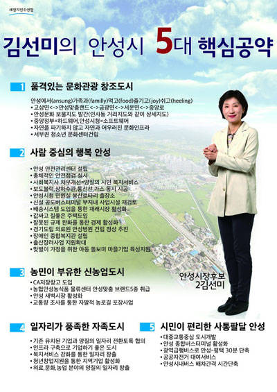 김선미 후보의 안성시장 5대 공약