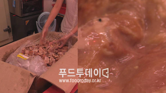 부패가 심하게 된 마니커 닭고기