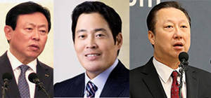 신동빈 롯데그룹 회장, 정용진 신세계 그룹 부회장, 박용만 두산그룹 회장 (두산그룹 제공)