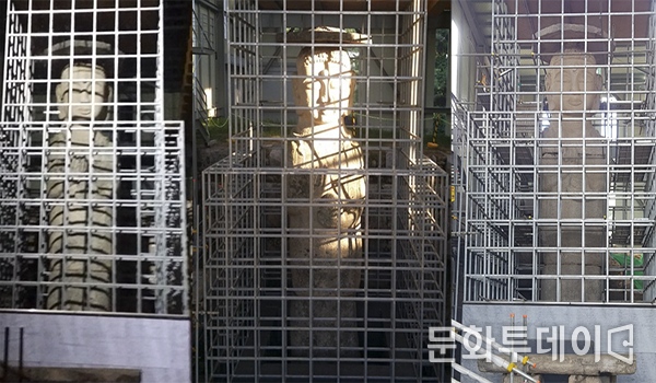 지연되고 있는 '석조여래입상'(충주시 수안보면 미륵리사지길)
